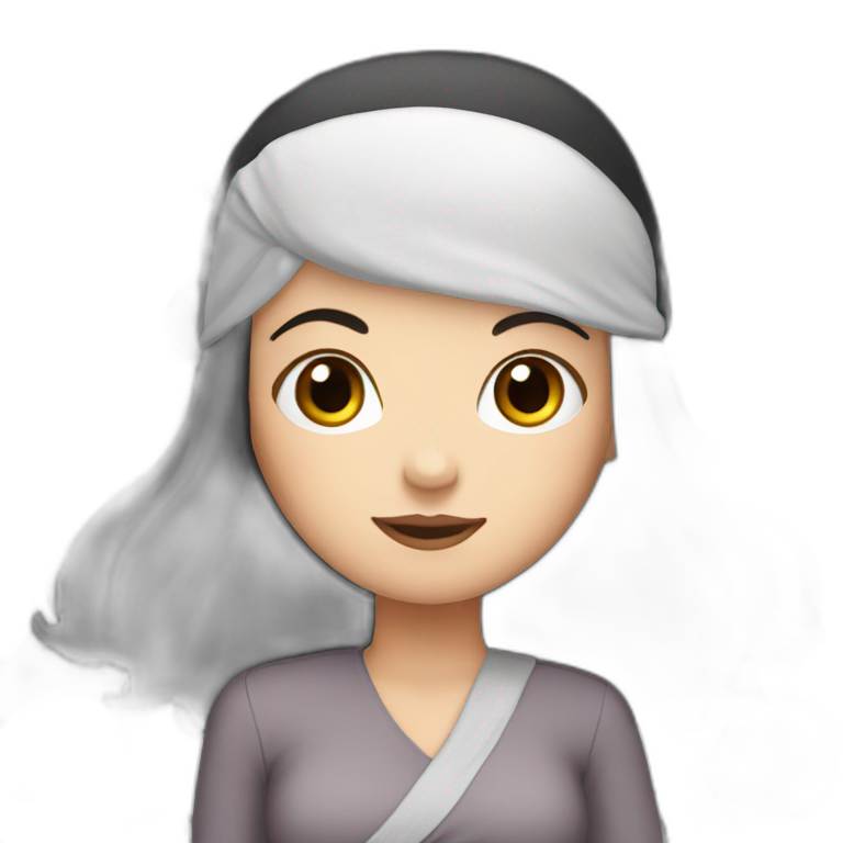 White Girl with long black hair and headscarf emoji