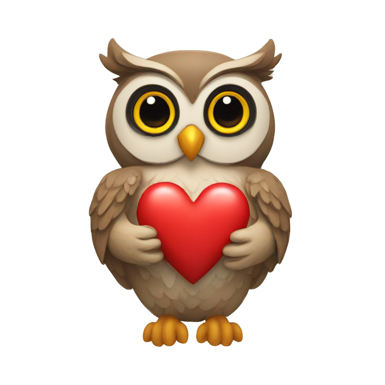 Owl holding heart emoji