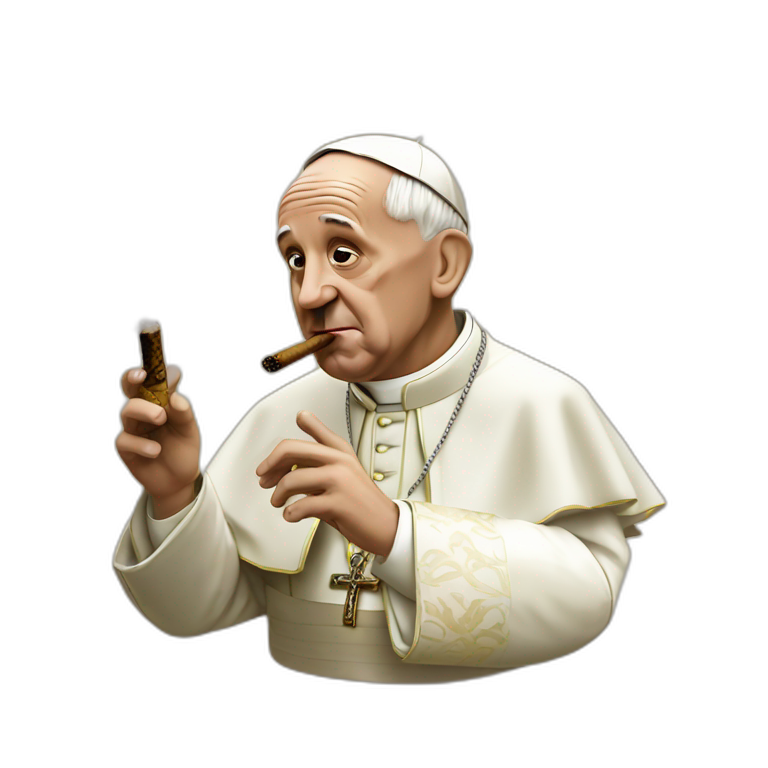 The pope smoking cigar emoji