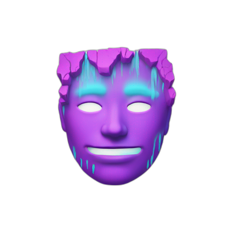 Vaporwave scarred face emoji