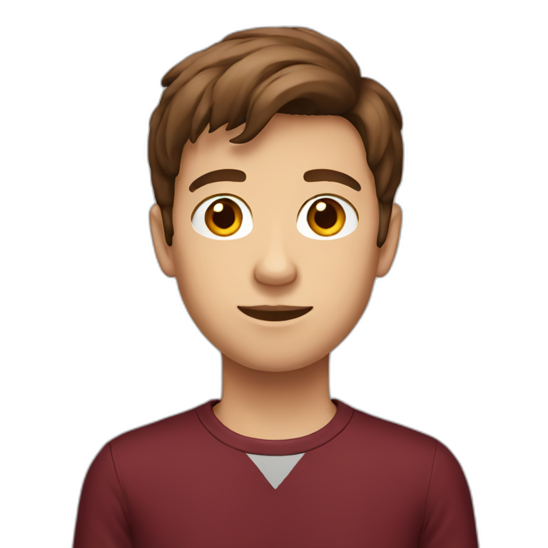brown hair teenage boy with maroon shirt emoji