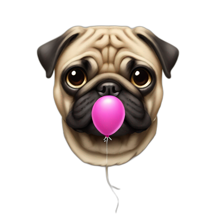 balloon tied to pug emoji