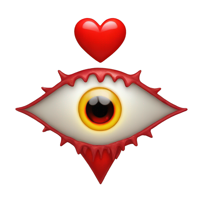 Evil eye with red heart and sun emoji