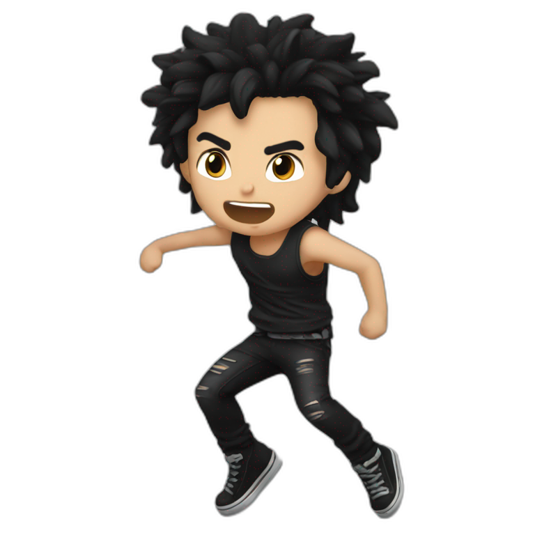 slam metal jump black hair emoji