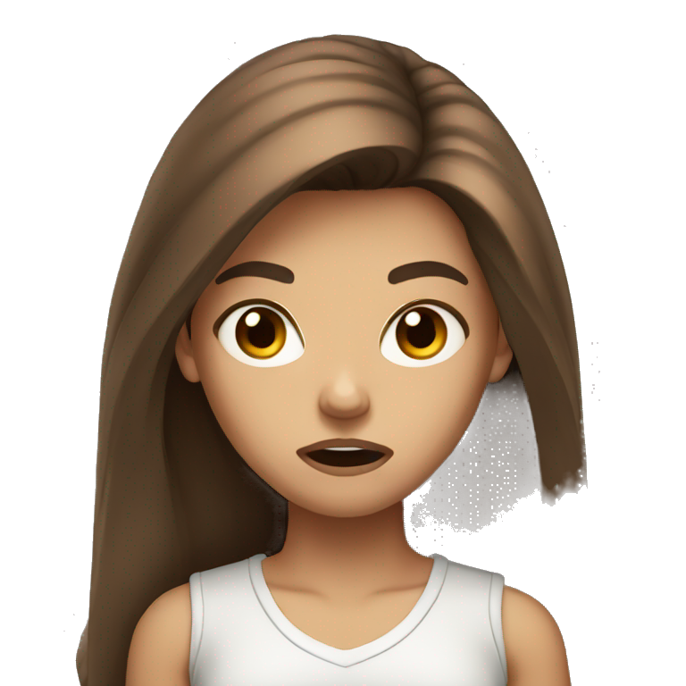 angry girl brown long hair  emoji