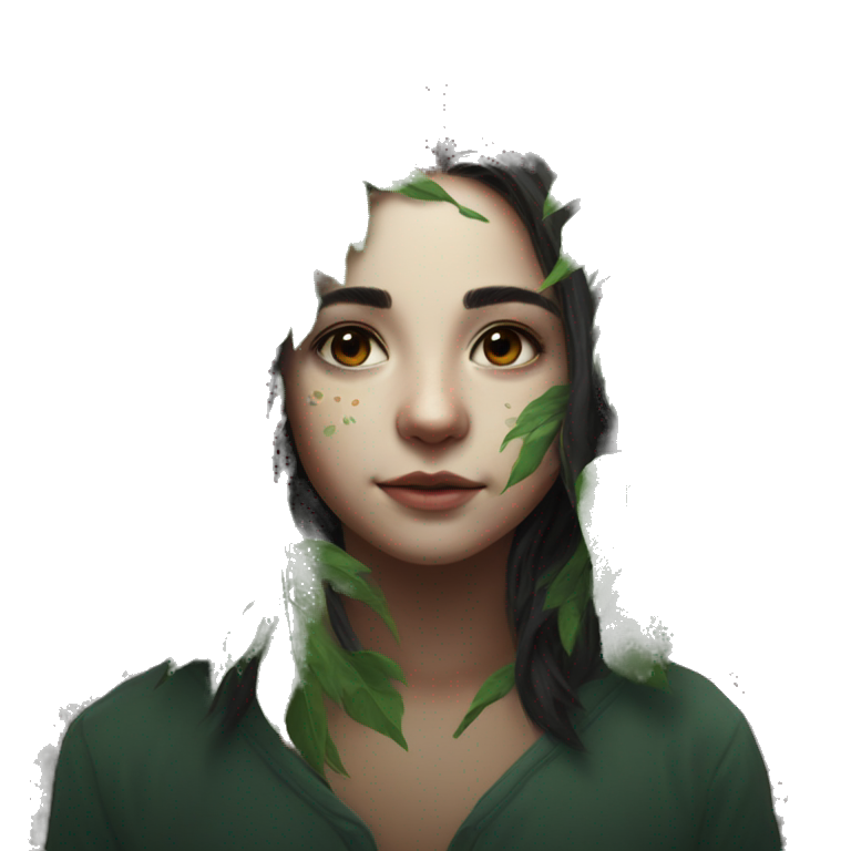 girl with leaf facepaint emoji