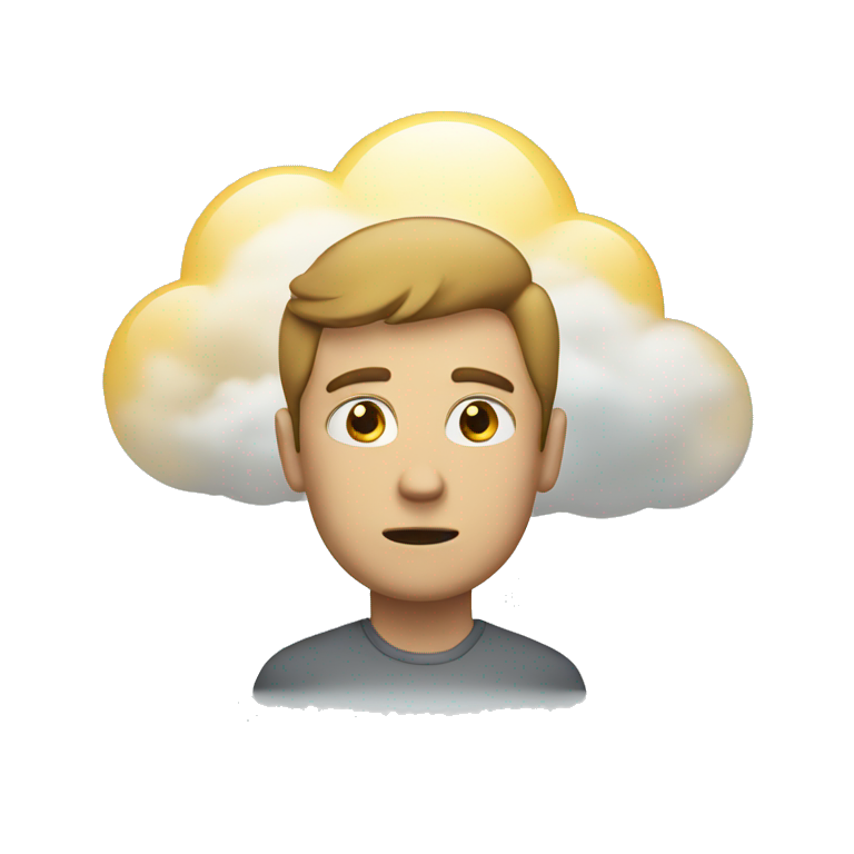 men thinking about cloud emoji