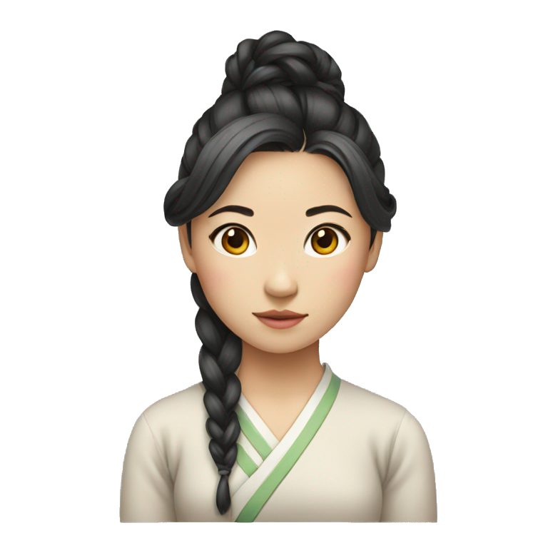 Chinese girl with tied hair emoji