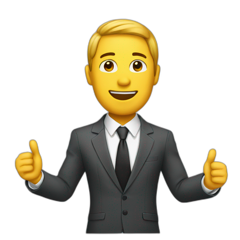 Suit men  with raised hand emoji