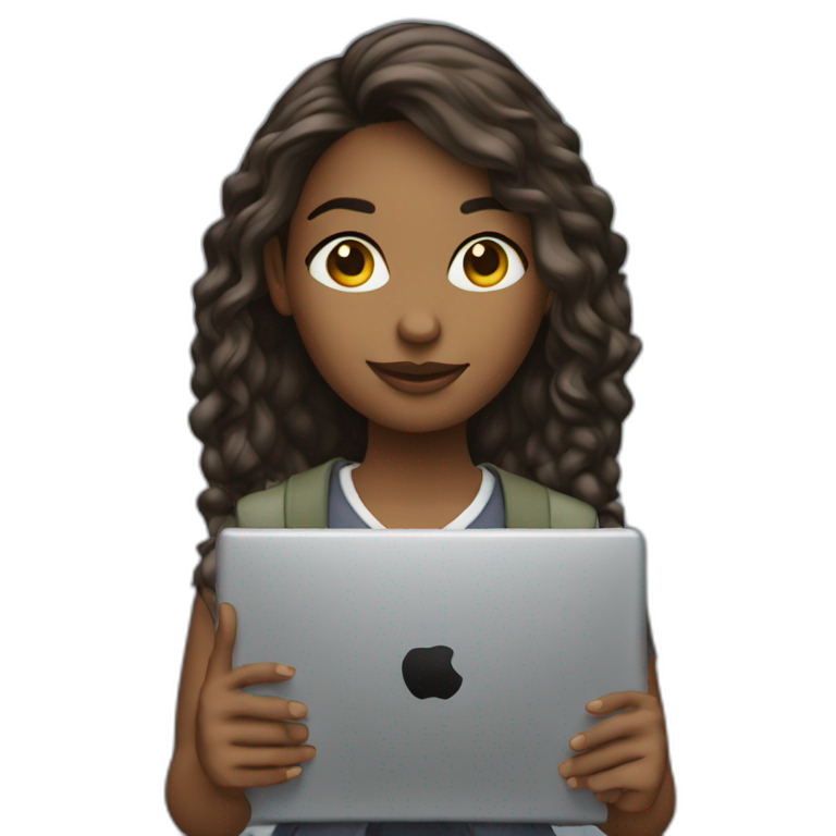 IT girl student holding laptop emoji