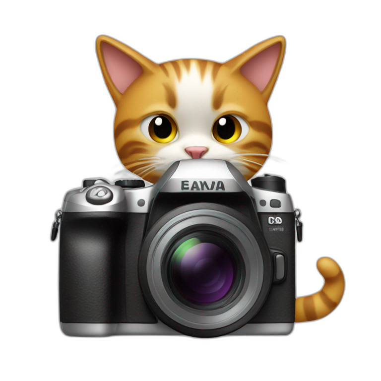 cat taking a picture with a dslr camera emoji
