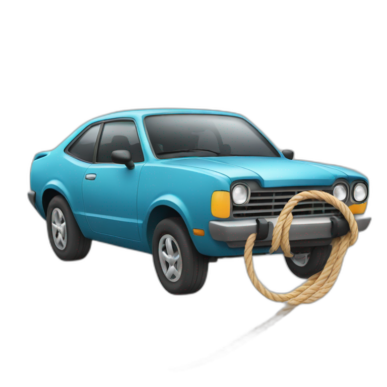 Car jumping over the rope emoji