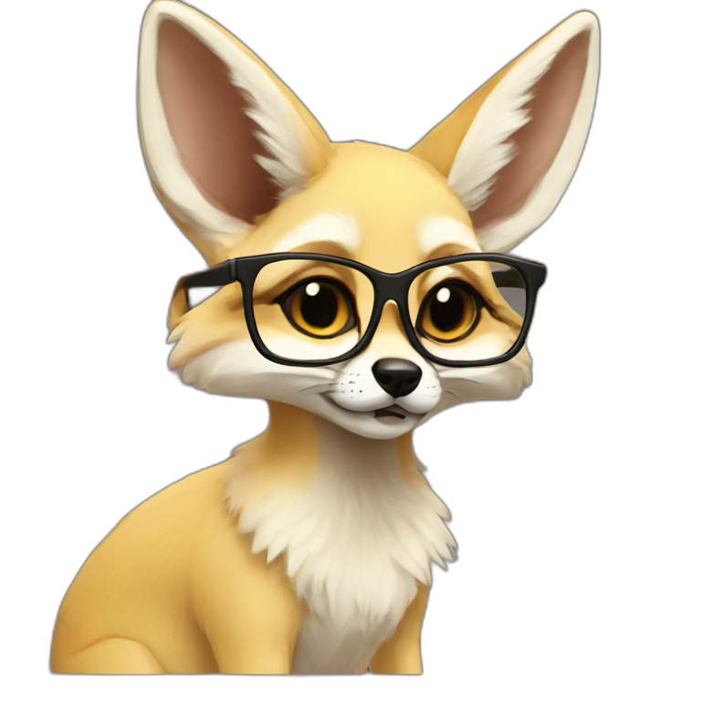 Anthro fennec with glasses, pleading face emoji emoji