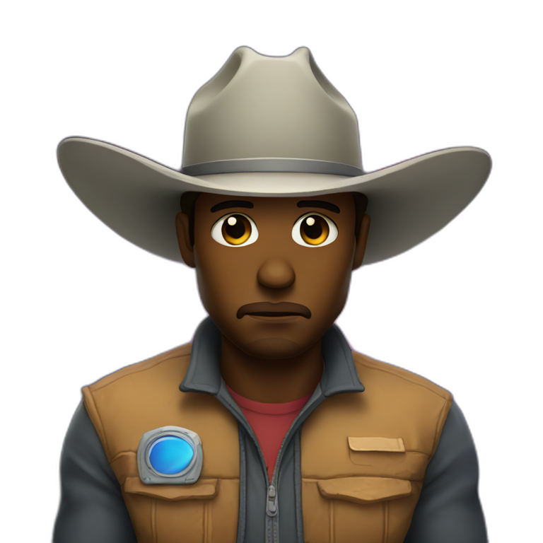 Sad cowboy in space emoji