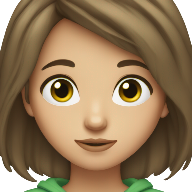 Brown hair girl green eyes emoji