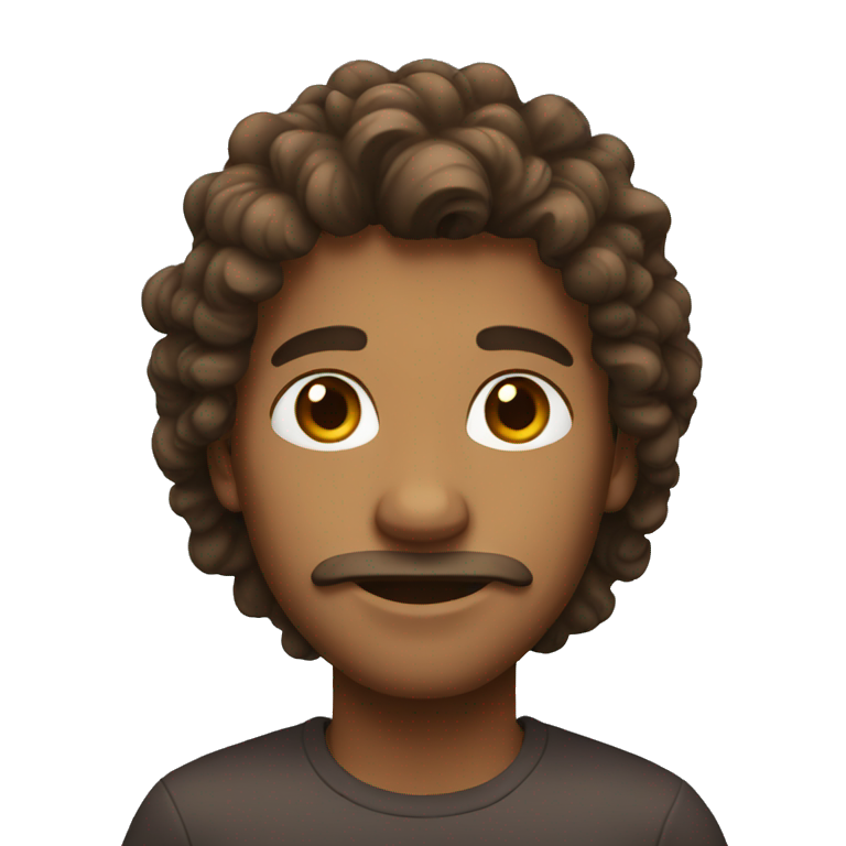Male Brown face with long curly hair  emoji