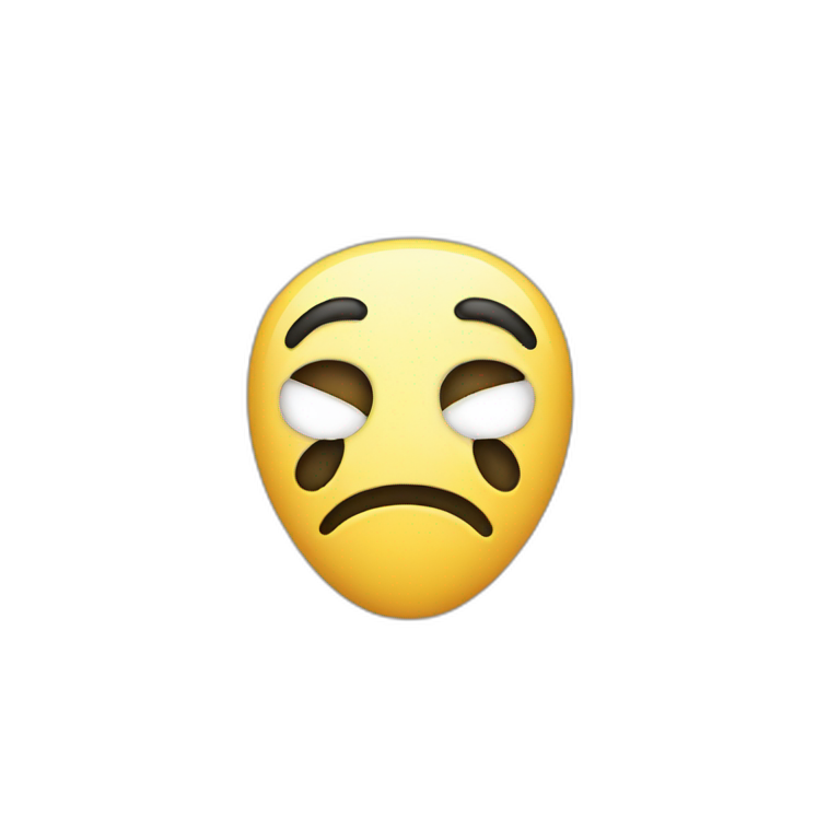 A sad emoji wearing a happy mask emoji