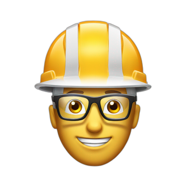 construction white hard hat helmet, glasses emoji