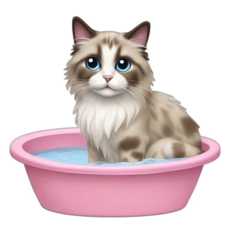 Ragdoll cat bathing emoji