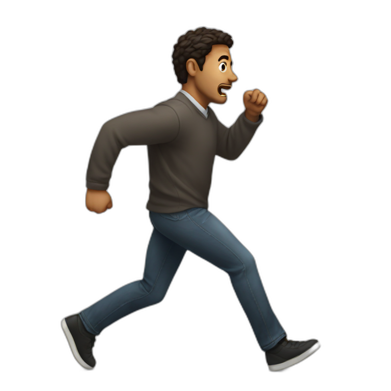 a man running away from an argument emoji