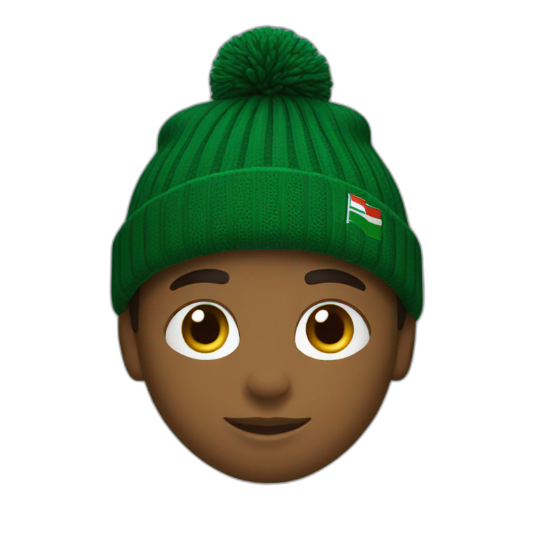 Black boy using lacoste beanie with flag emoji