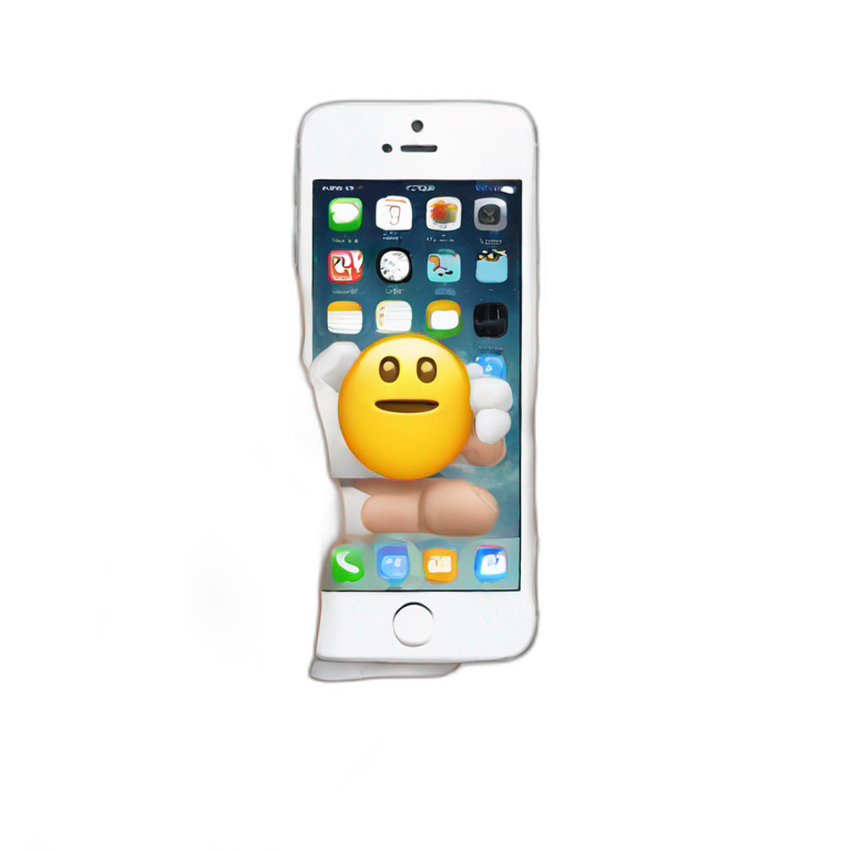 White hand holding iphone with application  emoji