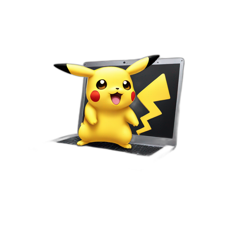 Laptop with pikachu wallpaper emoji