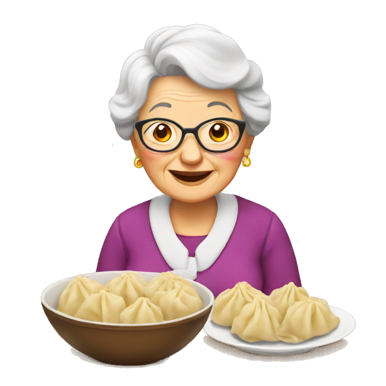 grandma with dumplings emoji