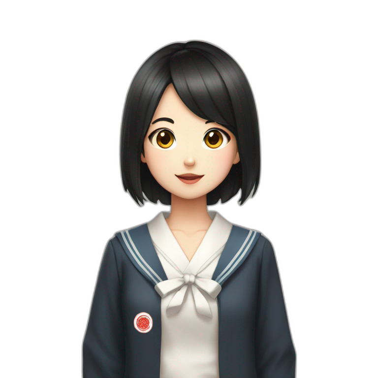 Black haired fox girl in Japanese school uniform emoji