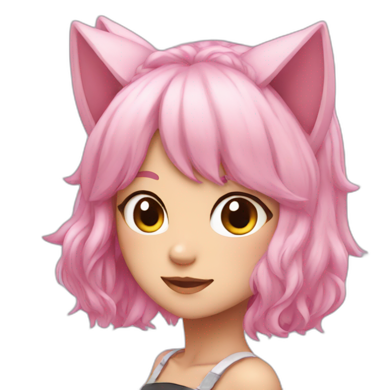 pink haired anime girl with cat ears emoji