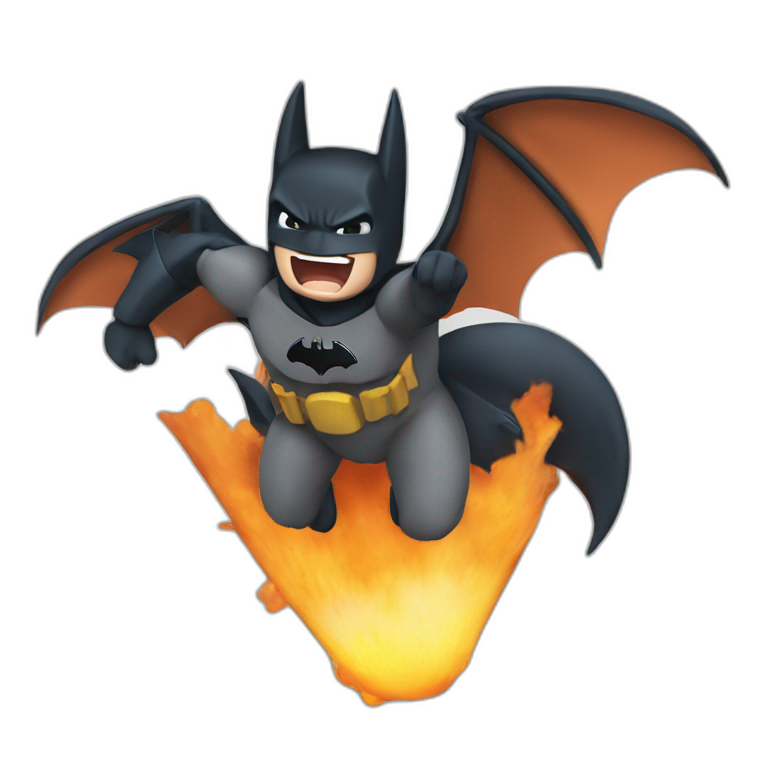 batman flying on top of a charizard emoji