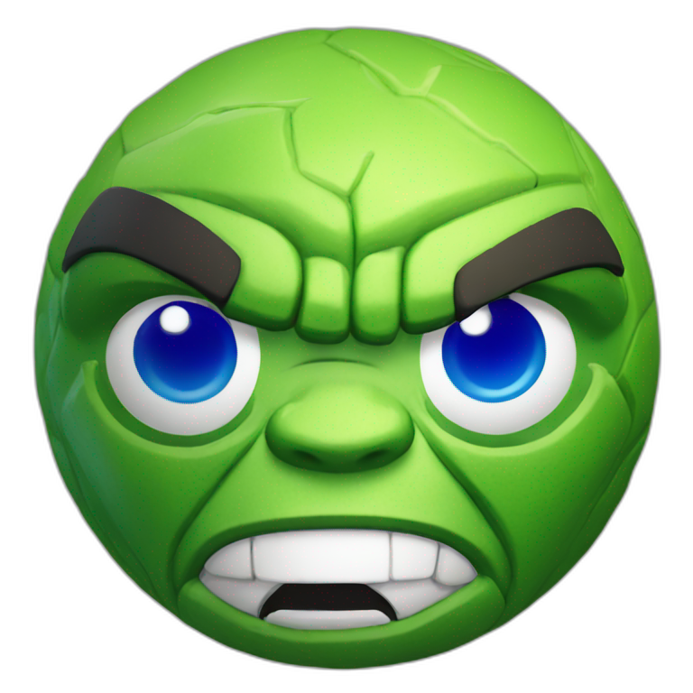 3d sphere with a cartoon Hulk skin texture emoji