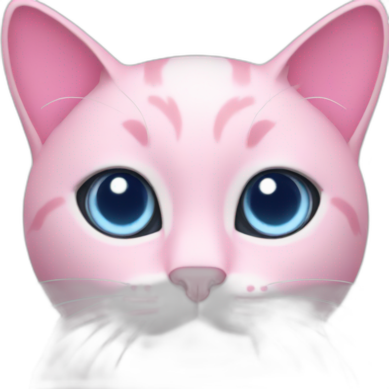 Pink cat with blue eyes emoji