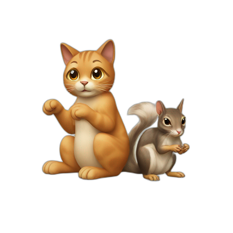 a cat holds a squirrel in its paws emoji