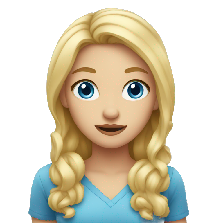 Girl with blonde hair and blue eyes shrugging emoji