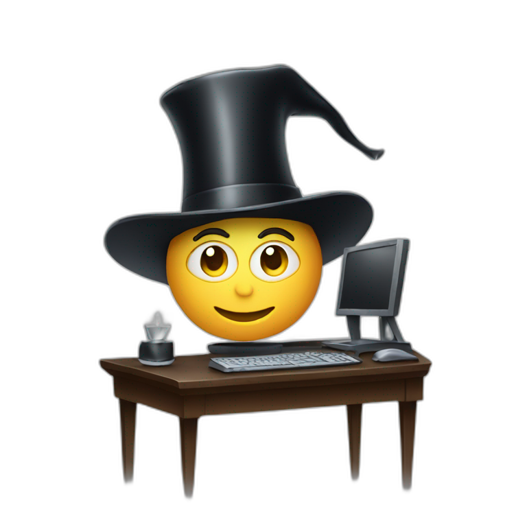 magician behind a computer emoji