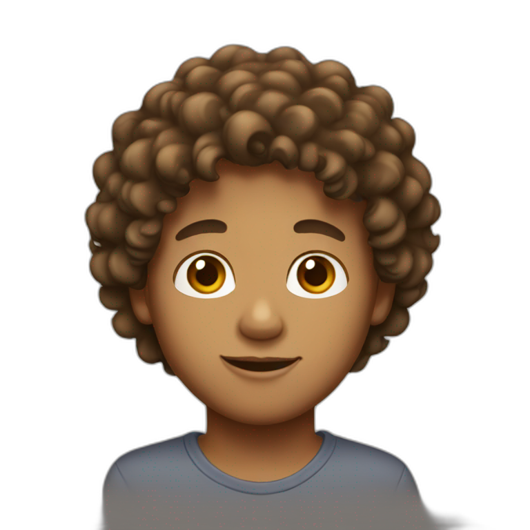 tan boy with brown curly hair  emoji