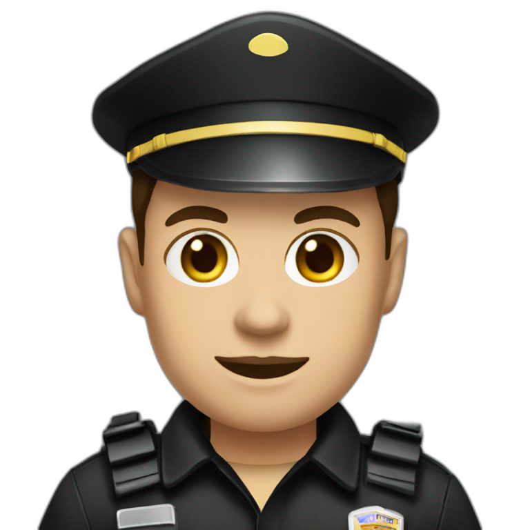brunette security guard with black clothe emoji