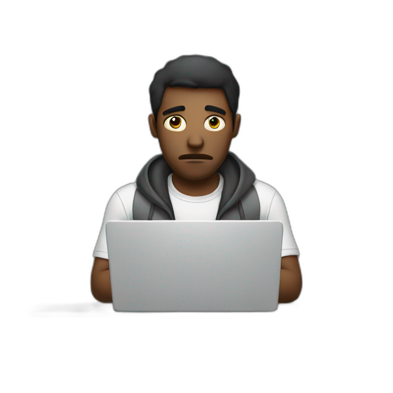 sad man working at laptop emoji
