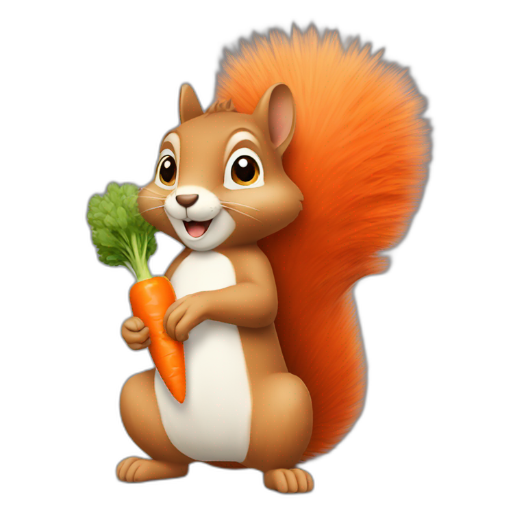 a squirrel holds a carrot in its paws emoji