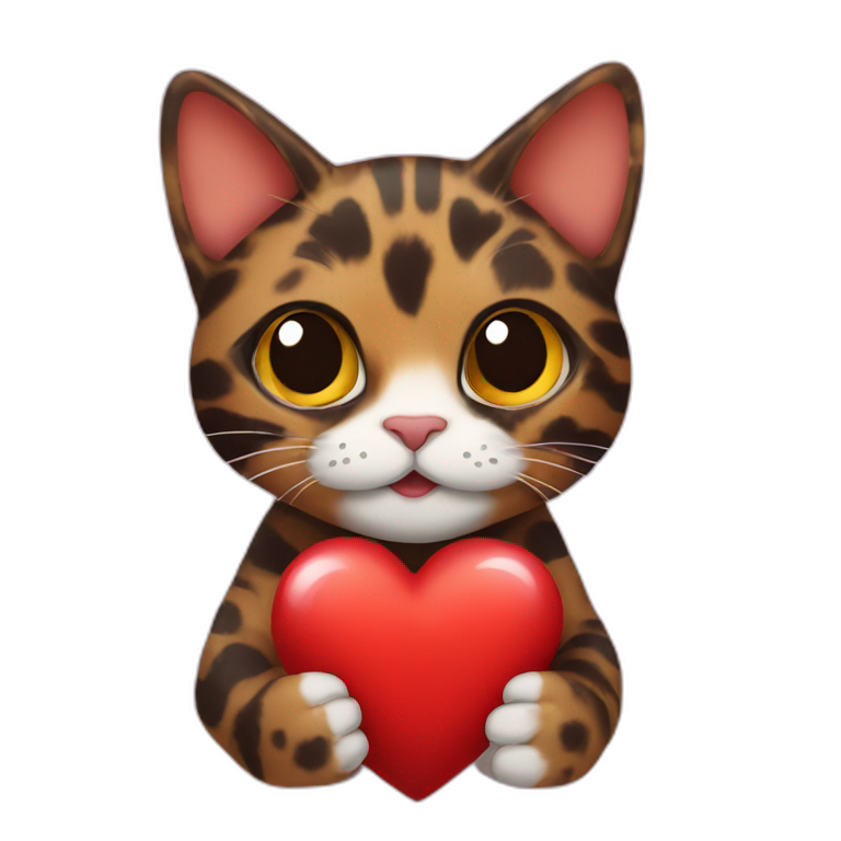 tortoiseshell cat holding heart emoji
