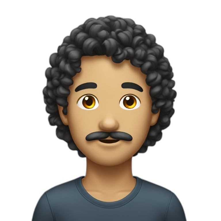 nagui young long curly hair with mustache emoji