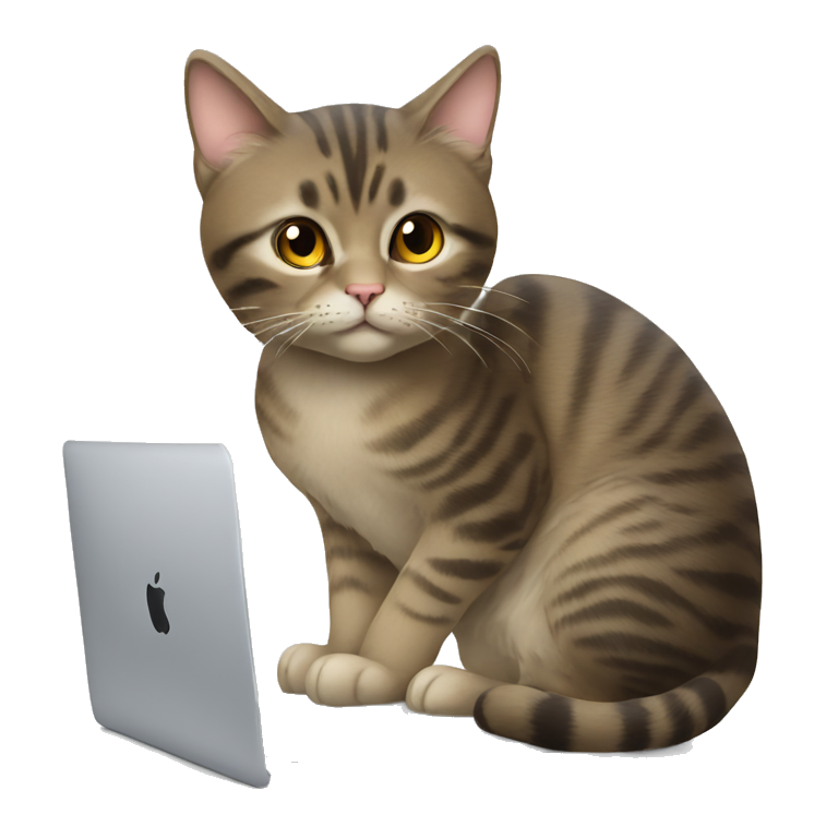 cat with mac book emoji