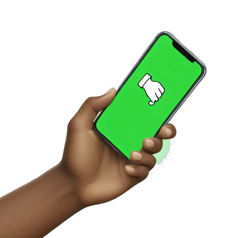 hand holding phone green screen  emoji