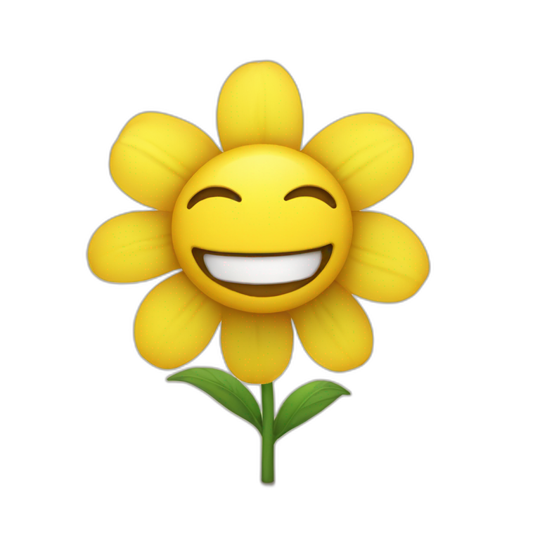 yellow flower with a derpy smily face emoji