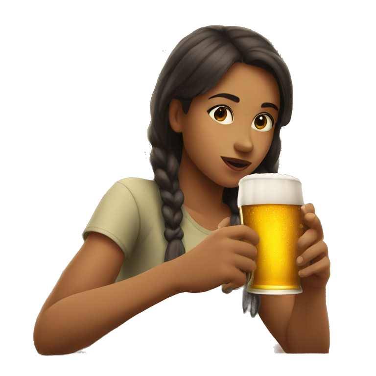 Girl drinking beer emoji