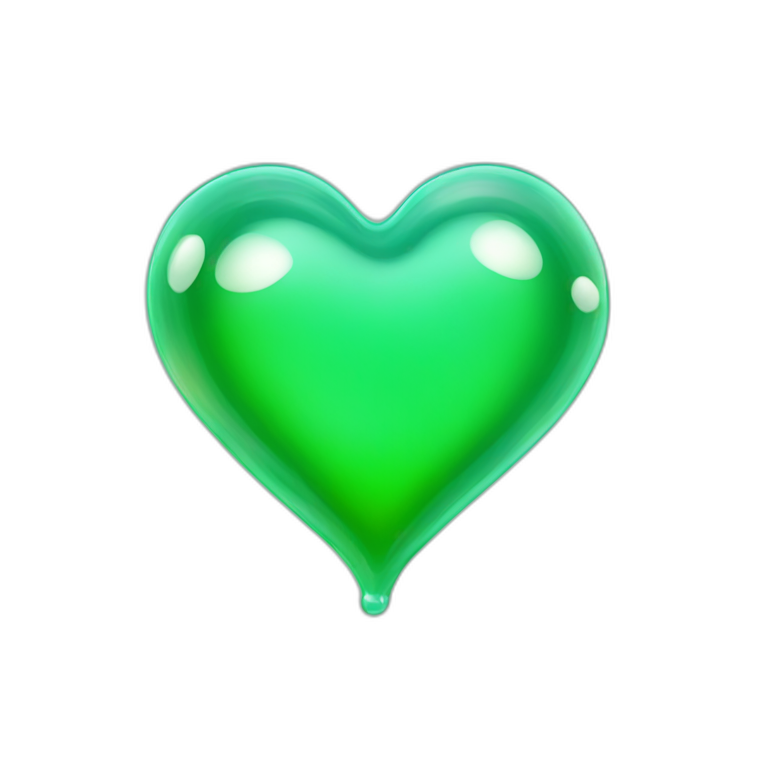 green soap bubble in the shape of a heart emoji