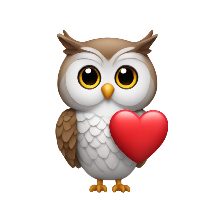 Owl holding heart emoji