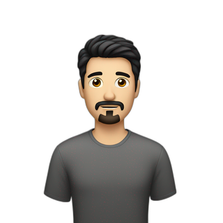 white man with short black hair and a goatee emoji