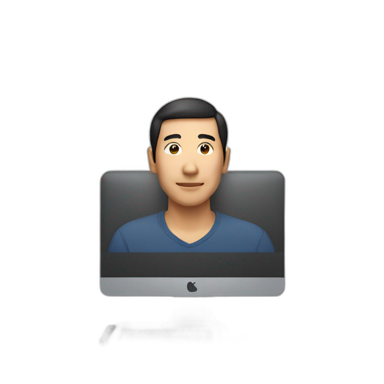asian man behind a computer emoji